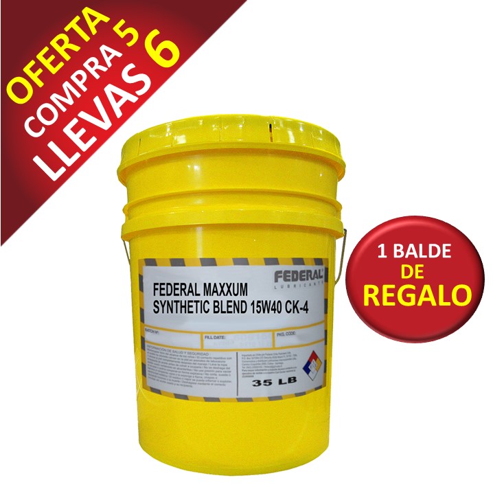 Promo (5+1) Baldes (1X5GL) Federal Maxxum 15W40 CK-4 