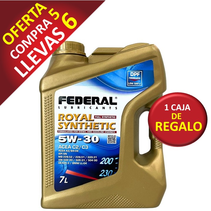 Promo Federal Royal 5w30 (DPF) 5+1 Cajas (2X7LT)