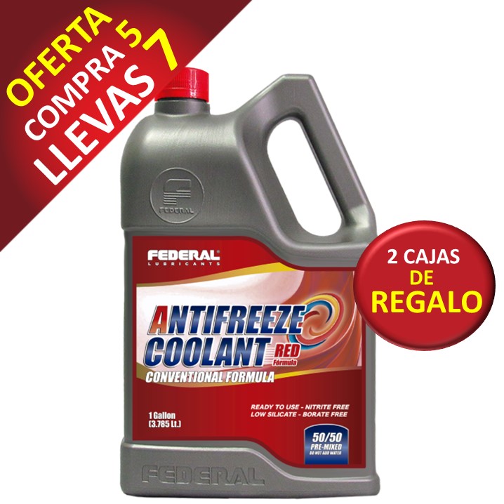 Promo (5+2) Cajas (6X1GL) Federal Coolant 50/50 Rojo