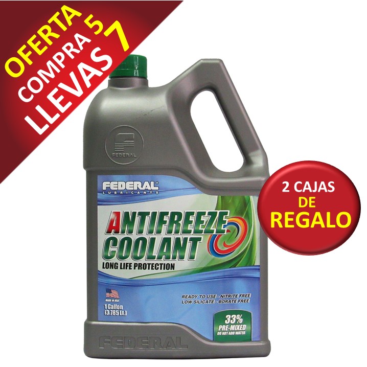 Promo (5+2) Cajas (6X1GL) Federal Coolant 33/33 Verde