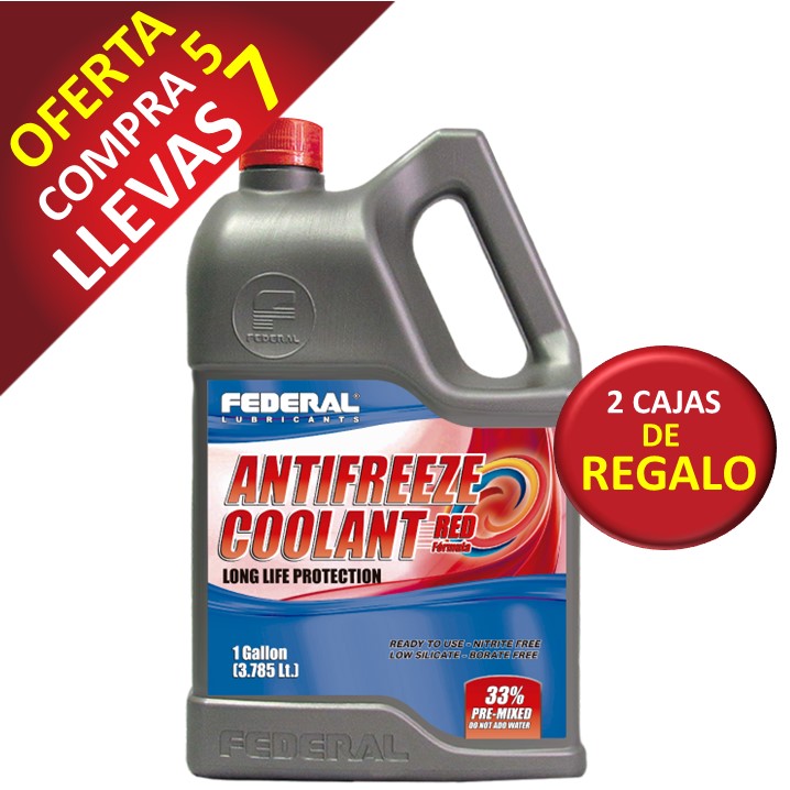 Promo (5+2) Cajas (6X1GL) Federal Coolant 33/33 Rojo