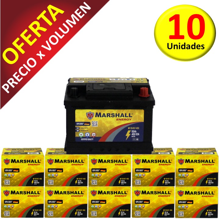 PROMOx10 BATERIA MF55457-450 CLASE 8, UN 2794 -55 Ah, 450 CCA