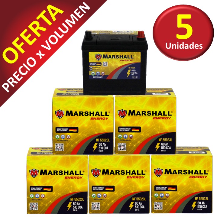 PROMOx5 BATERIA MF55D23L CLASE 8, UN 2794-60 Ah, 510 CCA