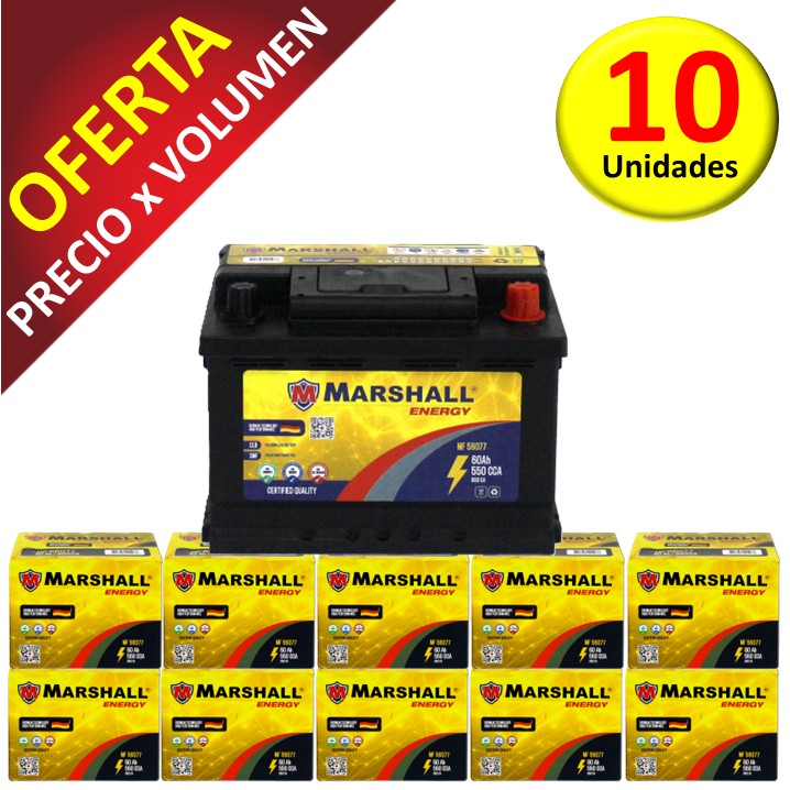 PROMOx10 BATERIA MF56077 CLASE 8, UN 2794 - 60 Ah, 550 CCA