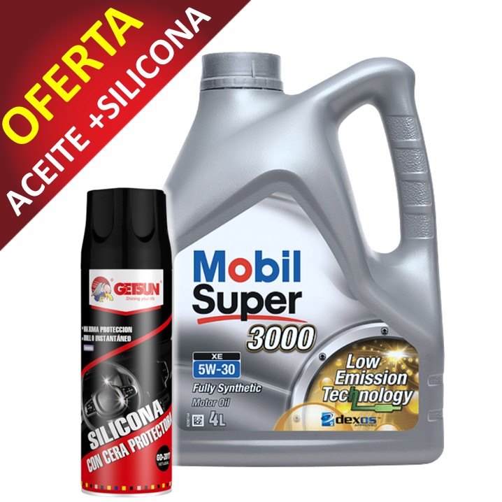 PROMO 3 CAJAS MOBIL SUPER 3000 XE 5W30 CJ 4X4 LT + CAJA DE SILICONA 