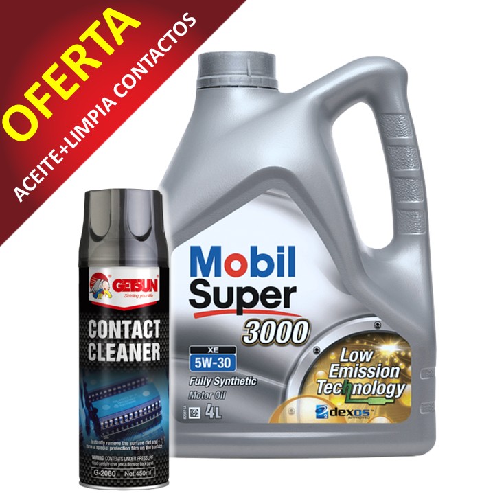 PROMO 3 CAJAS MOBIL SUPER 3000 XE 5W30 CJ 4X4 LT +  CAJA DE LIMPIA CONTACTO