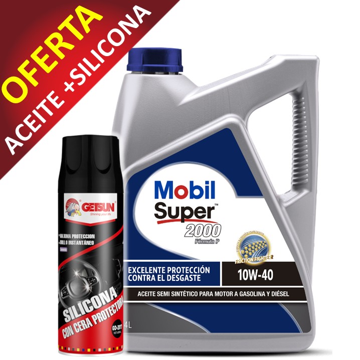 PROMO 6 CAJAS MOBIL SUPER 2000 FORMULA P 10W40 CJ 4X4 LT + CAJA DE SILICONA