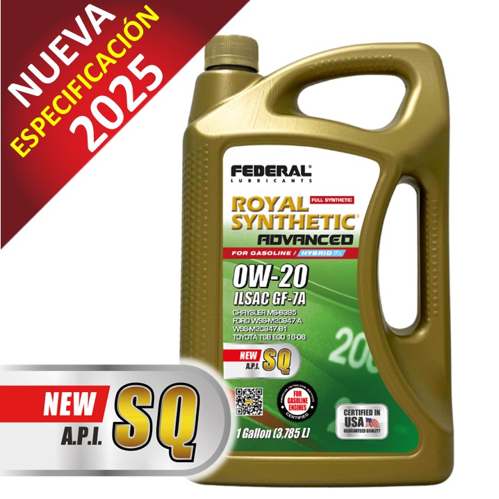  FEDERAL ROYAL SYNTHETIC ADVANCED 0W20 SQ CAJA 3X1 GL
