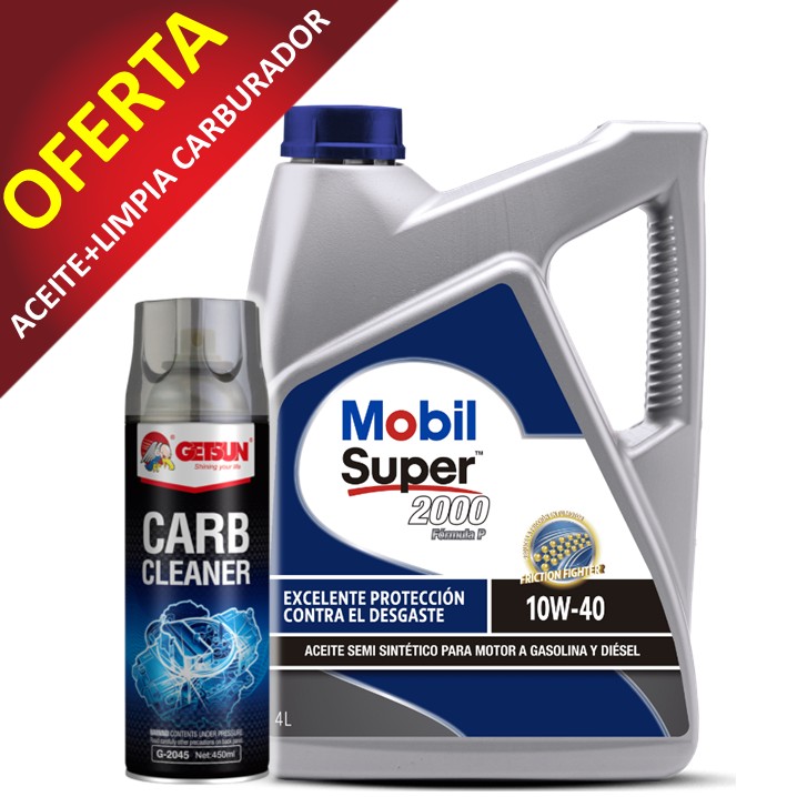 PROMO 6 CAJAS MOBIL SP 2000 FORMULA P10W40 CJ 4X4 LT + CAJA LIMPIA CARBURADOR